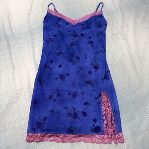 Motel Rocks Coti Mini Slip Dress Lilac Rose Lace Side Slit XXL Bodycon